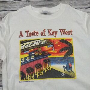 KEY WEST FLORIDA - Margaritas Conch Fritters Beach Bar Scene T-Shirt New!  Mediu